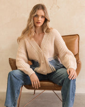 Load image into Gallery viewer, Zola Denim Detail Knit Cardi
