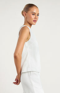 Asymmetric Linen Blend Vest White