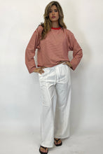 Load image into Gallery viewer, Lauren Striped Long Sleeve Tee Beige Red

