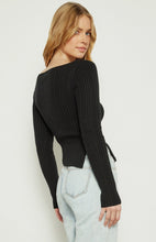 Load image into Gallery viewer, Asymmetric Hem Knit Top Black
