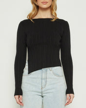 Load image into Gallery viewer, Asymmetric Hem Knit Top Black
