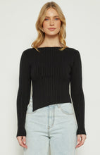 Load image into Gallery viewer, Asymmetric Hem Knit Top Black
