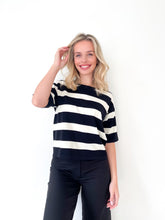 Load image into Gallery viewer, Bold Stripe Knit Top Black
