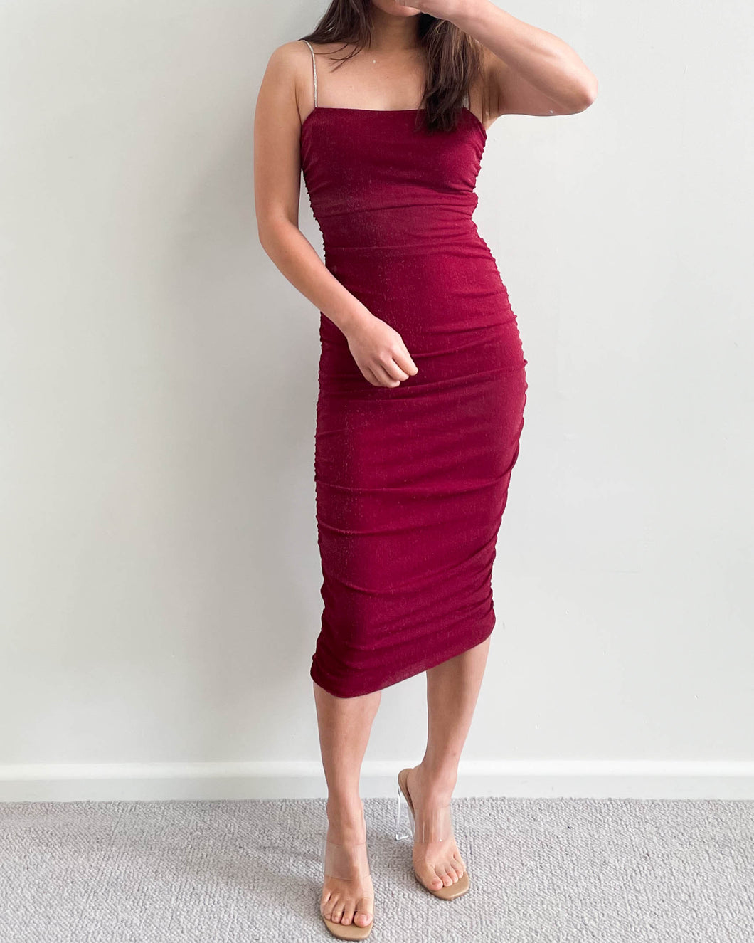 Sparkle Love Dress Burgundy