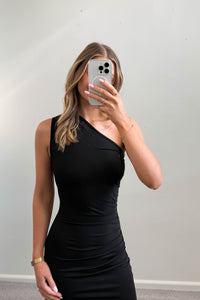 Lucia One Shoulder Maxi Dress Black