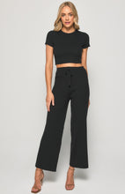 Load image into Gallery viewer, Ribbed Wide Leg Knit Pants Black
