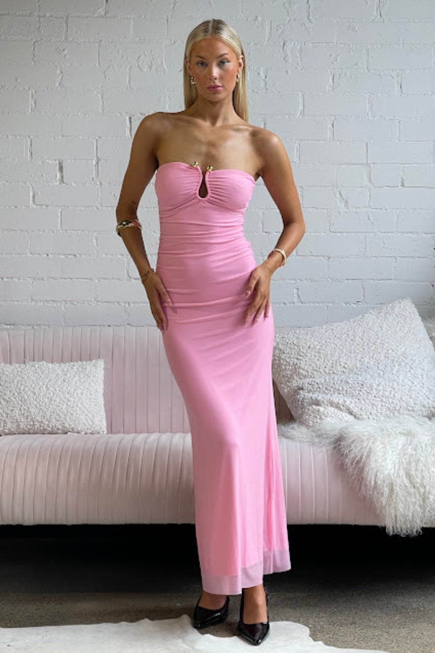 Tanvi Maxi Dress Pink Mesh