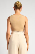 Load image into Gallery viewer, Helene Buckle Detail Jersey Top Latte
