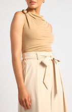 Load image into Gallery viewer, Helene Buckle Detail Jersey Top Latte
