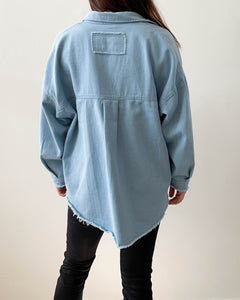 Raw Hem Shacket Light Denim