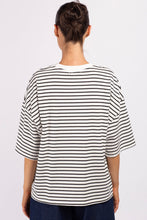 Load image into Gallery viewer, Zarra Striped Boyfriend Tee Black White

