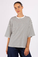 Load image into Gallery viewer, Zarra Striped Boyfriend Tee Black White
