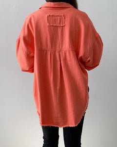 Raw Hem Shacket Orange