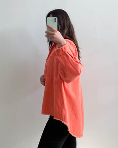 Raw Hem Shacket Orange