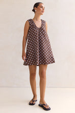 Load image into Gallery viewer, Indra Mini Dress Choc Polka Dots
