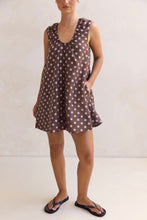 Load image into Gallery viewer, Indra Mini Dress Choc Polka Dots
