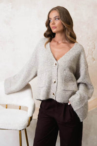 Ebby & I Marco Knit Cardigan Mushroom