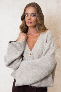 Ebby & I Marco Knit Cardigan Mushroom