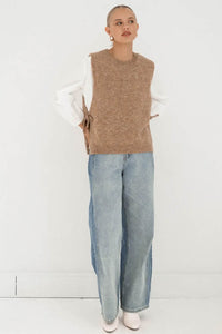 Paper Heart Effie Knit Vest Latte