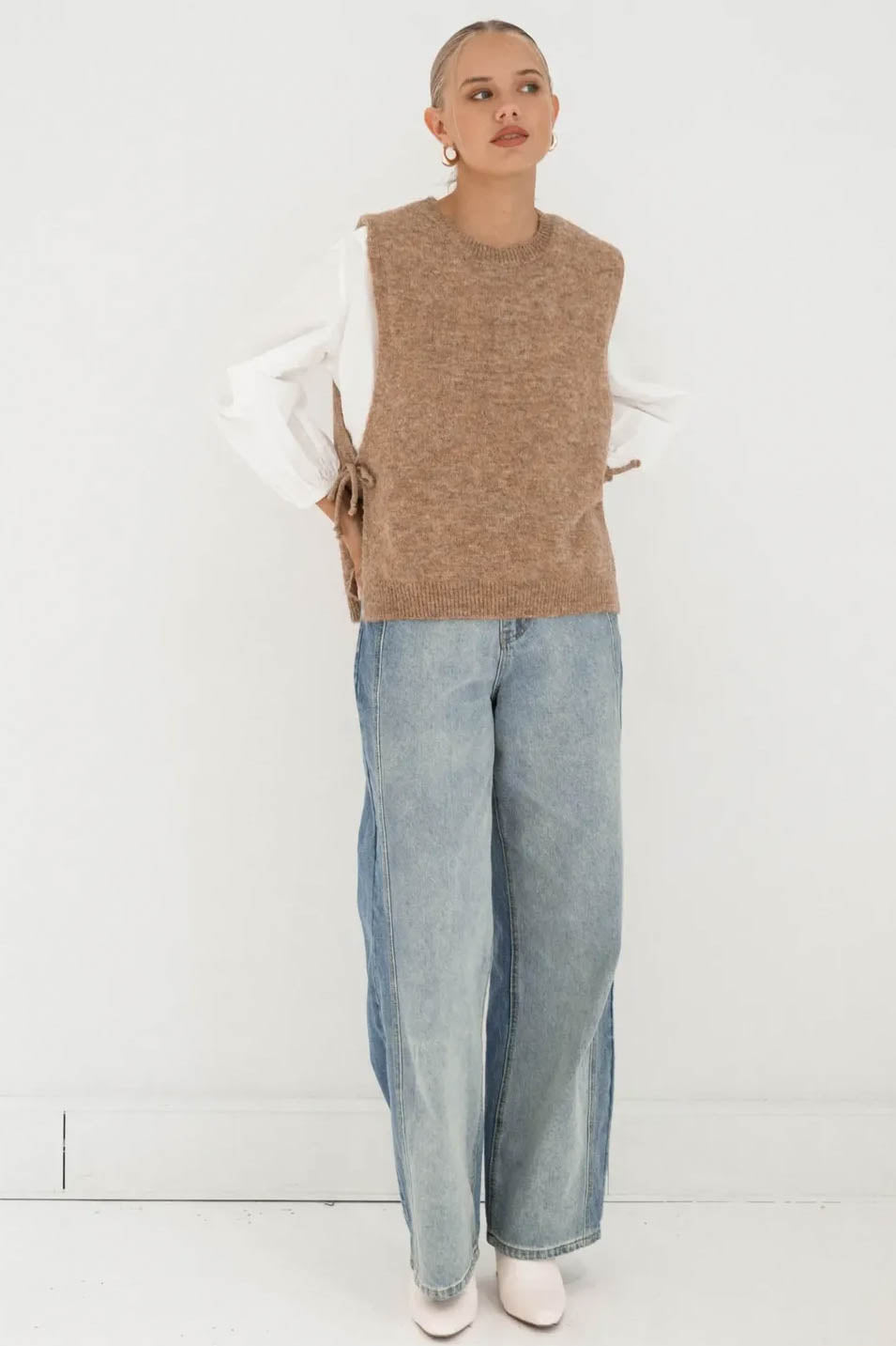 Paper Heart Effie Knit Vest Latte