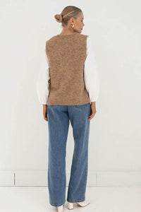 Paper Heart Effie Knit Vest Latte