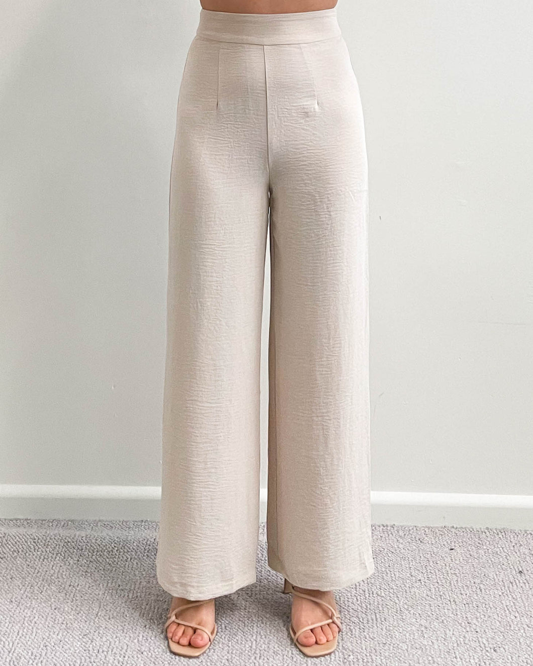 Mila Wide Leg Pants Beige