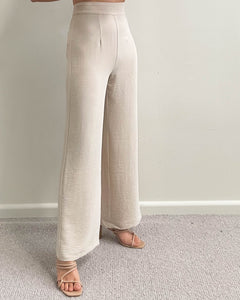 Mila Wide Leg Pants Beige