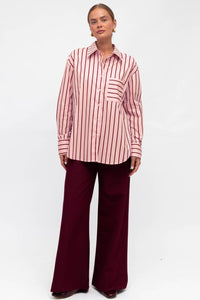White Closet Lanie Cotton Shirt Red Pink