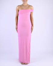 Load image into Gallery viewer, Polly One Shoulder Mesh Maxi Dress Powder Pink
