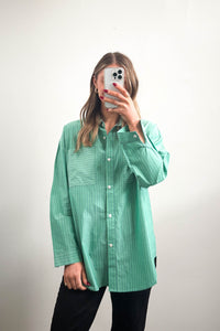 Gaetano Cotton Shirt Green Stripe