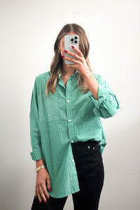 Gaetano Cotton Shirt Green Stripe