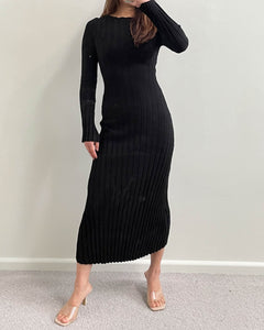 Maven Ribbed Maxi Dress Black