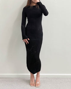 Maven Ribbed Maxi Dress Black