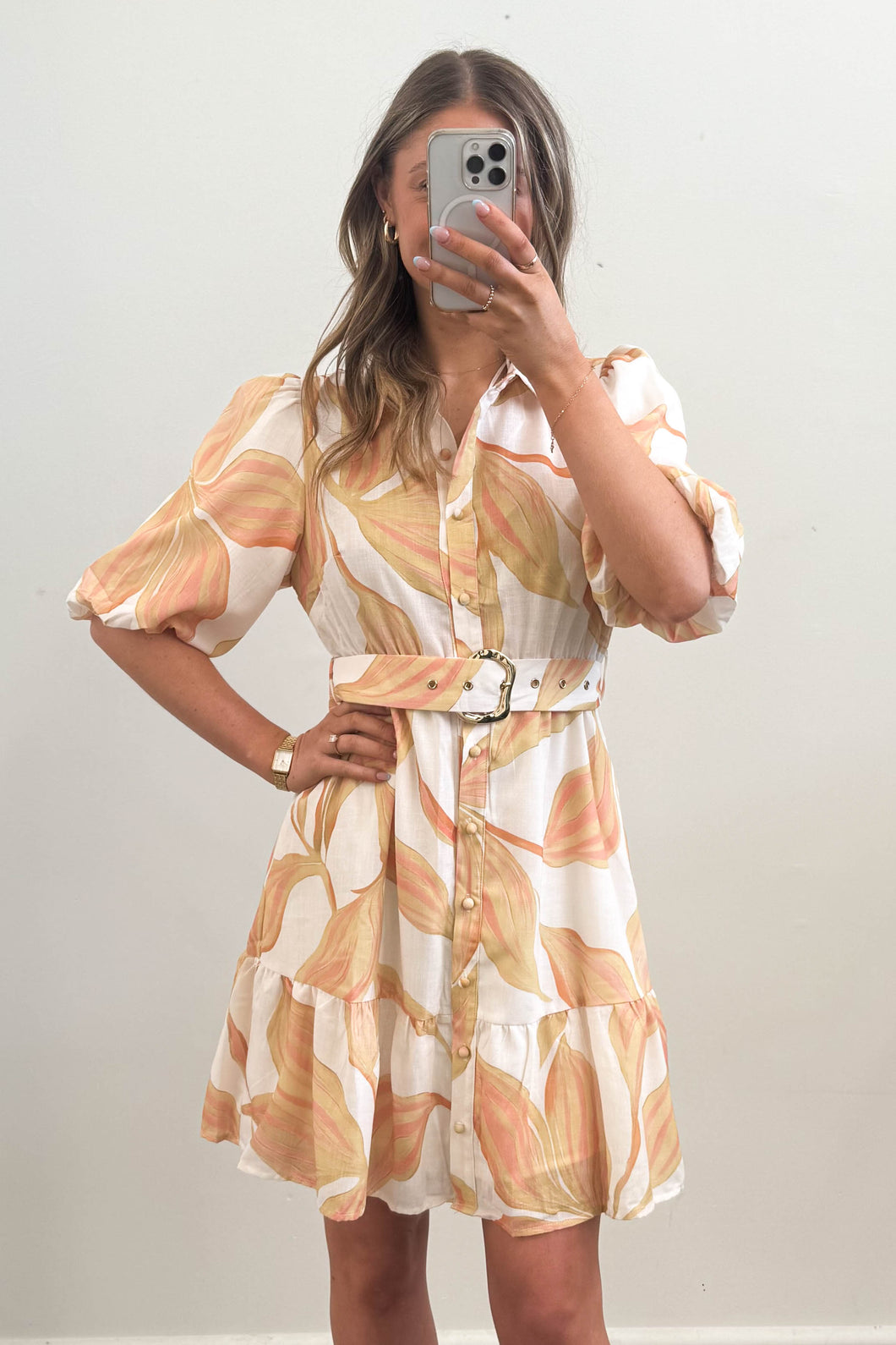 Shaela Mini Dress Yellow Print