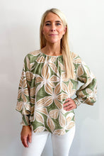 Load image into Gallery viewer, Leaf Print Blouse Green Beige
