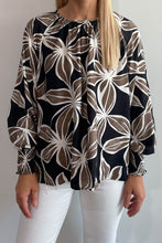 Load image into Gallery viewer, Leaf Print Blouse Black Brown

