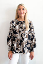 Load image into Gallery viewer, Leaf Print Blouse Black Brown
