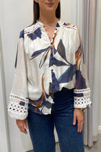 Load image into Gallery viewer, Harli Blouse Blue Leaf
