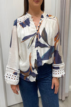 Load image into Gallery viewer, Harli Blouse Blue Leaf
