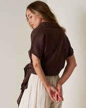 Load image into Gallery viewer, Como Linen Tie Top Chocolate
