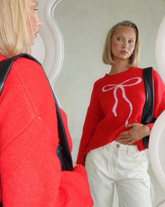 Ribbon Knit Jumper Red