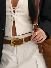 Load image into Gallery viewer, Genuine Suede Chain Buckle Belt Tan
