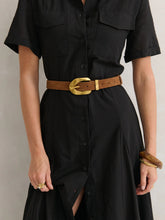 Load image into Gallery viewer, Genuine Suede Chain Buckle Belt Tan
