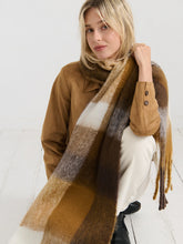 Load image into Gallery viewer, Brown Multi Checkered Fluffy Scarf
