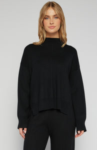 Front Seam Detail Knit Jumper Black