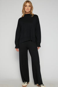 Front Seam Detail Knit Jumper Black