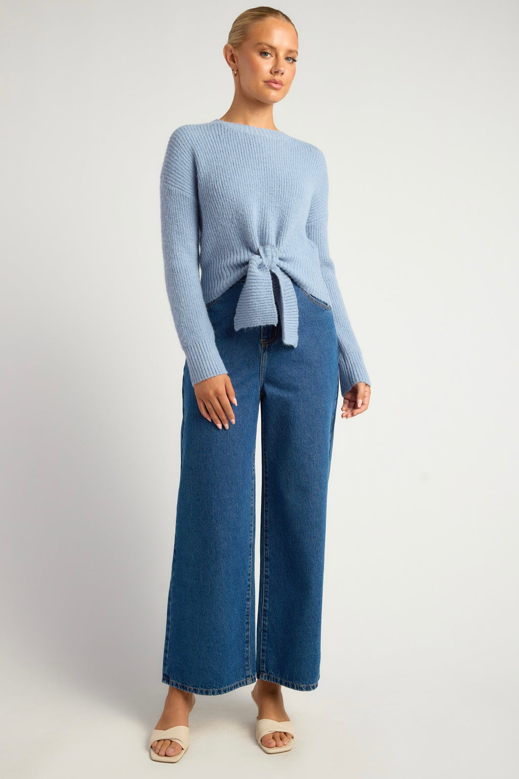 Tie Front Knit Blue