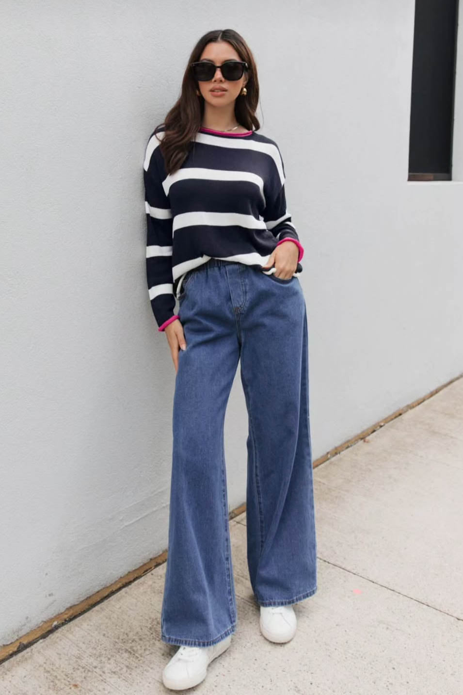 French Stripe Knit Jumper Navy