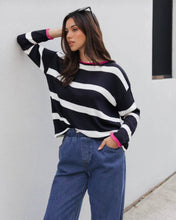 Load image into Gallery viewer, French Stripe Knit Jumper Navy
