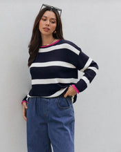 Load image into Gallery viewer, French Stripe Knit Jumper Navy
